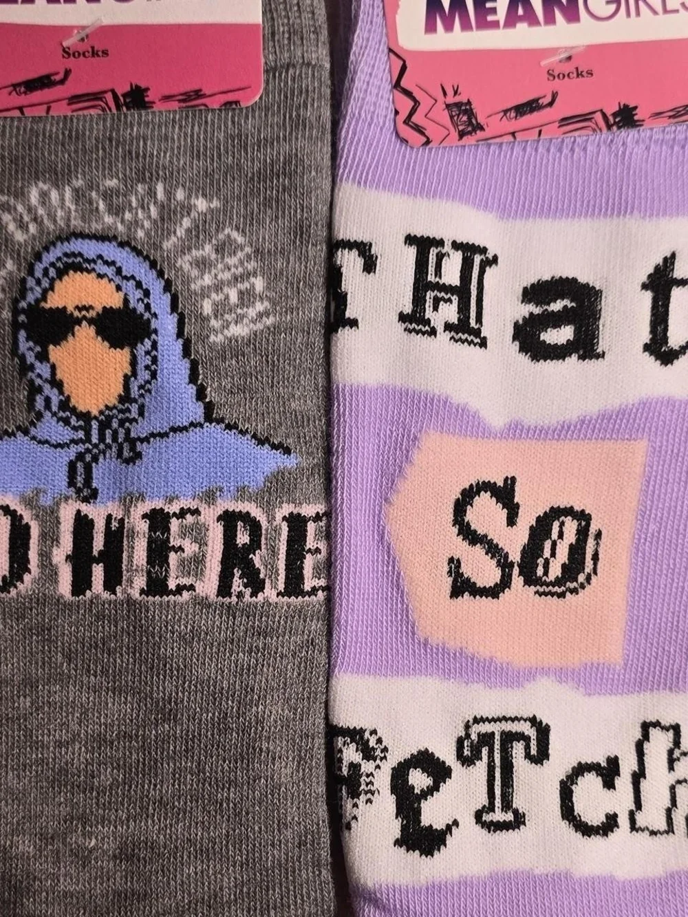 Mean Girls Graphic Sock Duo - Gray & Lavender Y2k